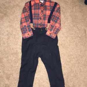 Baby boys 18 month plaid overall set